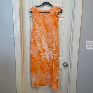 Universal Thread hand crafted tie dyed Orange Sleeveless MIDI Dress Size Large
